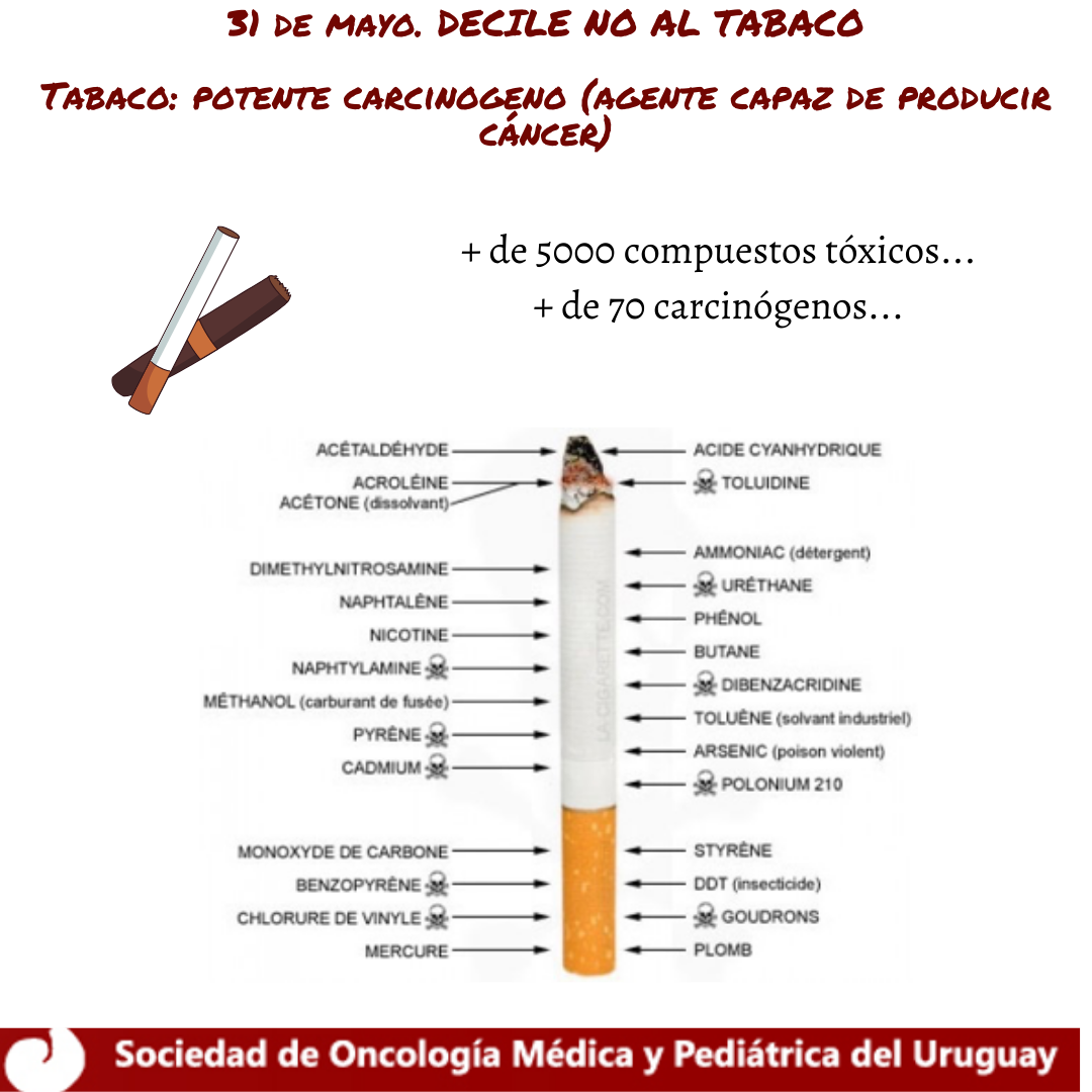 Infografía que documental algunos de los más de 5000 compuestos tóxicos que contiene el tabaco.